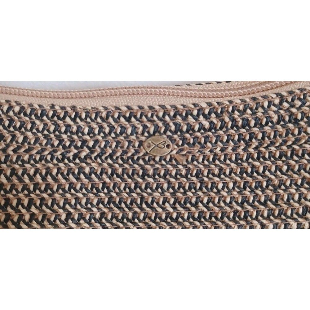 BETMAR New York Purse Tan & Black Woven Knit Vintage Tweed Handbag Shoulder Bag - Picture 2 of 13